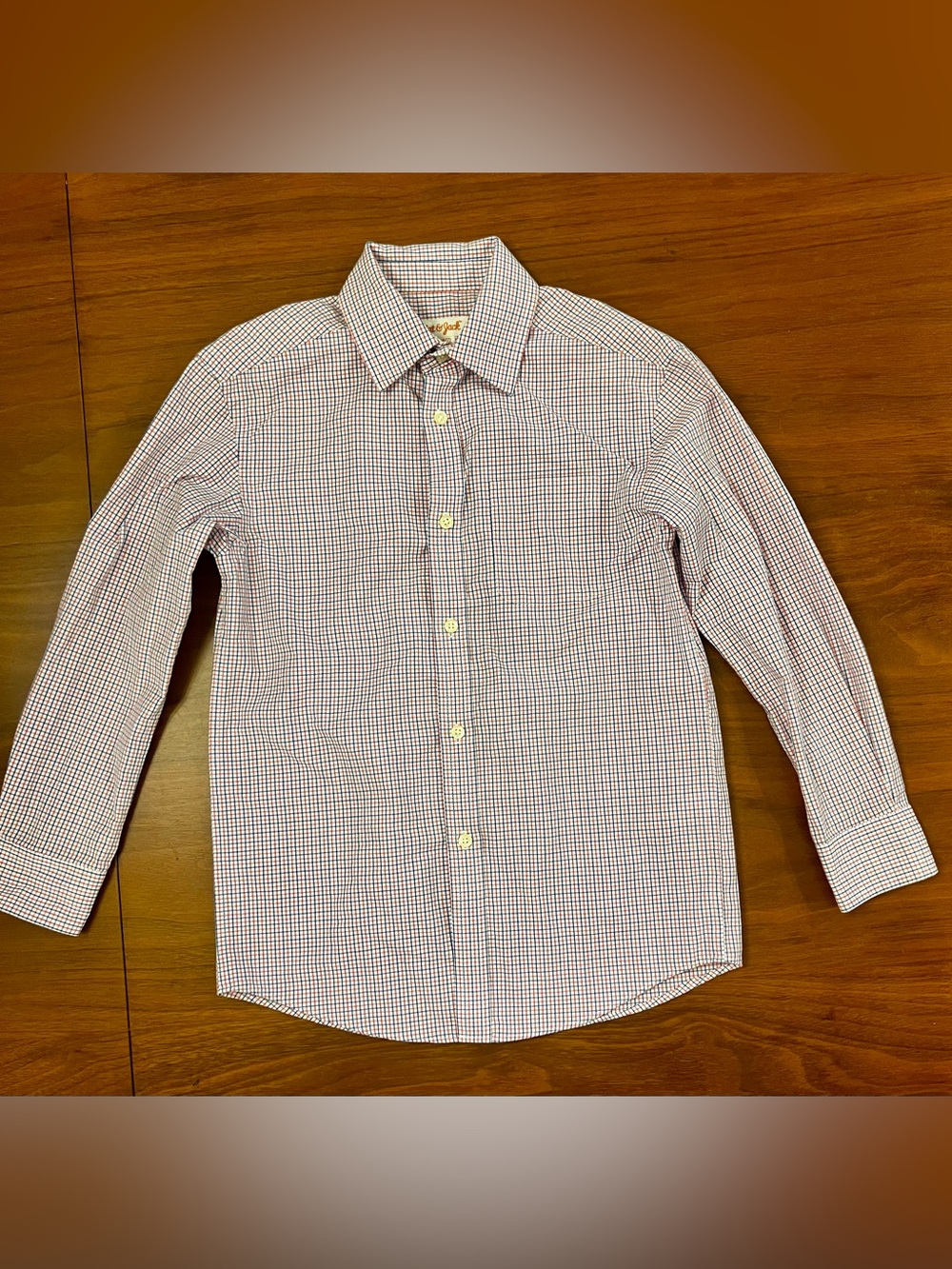 Cat & Jack Boys S (6/7) Check Button-Up Long Sleeve Shirt Red/Blue/White